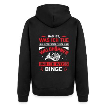 Waldhorn Waldhornspieler Hornist - Unisex Premium Bio Zip Hoodie - Schwarz - Hinten - Nico (187cm)
