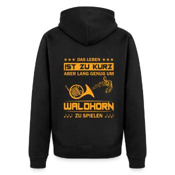 Waldhorn Waldhornspieler Hornist - Unisex Premium Bio Zip Hoodie - Schwarz - Hinten - Nico (187cm)