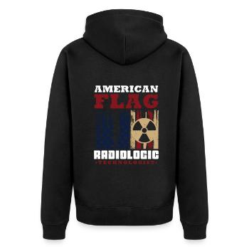 American Flag Radiologic Technologist - Unisex Premium Bio Zip Hoodie - Schwarz - Hinten - Nico (187cm)