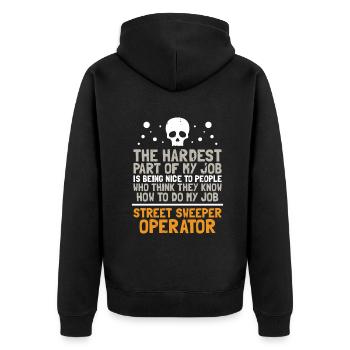 they know how to do my job street sweeper - Unisex Premium Bio Zip Hoodie - Schwarz - Hinten - Nico (187cm)