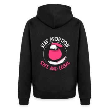 keep abortion safe and legal - Unisex Premium Bio Zip Hoodie - Schwarz - Hinten - Nico (187cm)