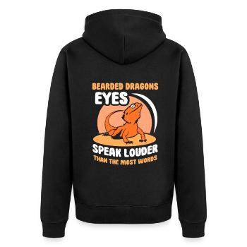 Bearded Dragons eyes speak louder - Unisex Premium Bio Zip Hoodie - Schwarz - Hinten - Nico (187cm)