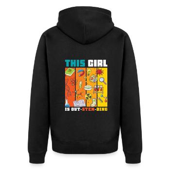This Girl Is Out-Stem-Ding - Unisex Premium Bio Zip Hoodie - Schwarz - Hinten - Nico (187cm)
