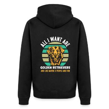 Golden Retriever - Unisex Premium Bio Zip Hoodie - Schwarz - Hinten - Nico (187cm)
