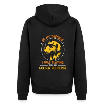 Golden Retriever - Unisex Premium Bio Zip Hoodie - Schwarz - Hinten - Nico (187cm)