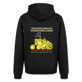 Traktoren sind wie wassermelonen Landwirt Traktor - Unisex Premium Bio Zip Hoodie - Schwarz - Hinten - Nico (187cm)