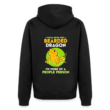 I would never hurt an Bearded Dragon - Unisex Premium Bio Zip Hoodie - Schwarz - Hinten - Nico (187cm)