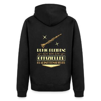 Klarinette Klarinettenspieler Klarinettist - Unisex Premium Bio Zip Hoodie - Schwarz - Hinten - Nico (187cm)