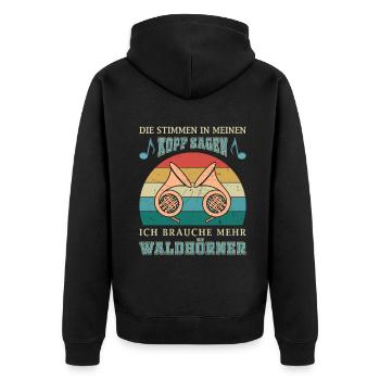 Waldhorn Waldhornspieler Hornist - Unisex Premium Bio Zip Hoodie - Schwarz - Hinten - Nico (187cm)
