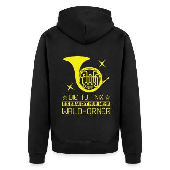 Waldhorn Waldhornspieler Hornist - Unisex Premium Bio Zip Hoodie - Schwarz - Hinten - Nico (187cm)