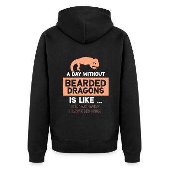 A day without Bearded Dragons is like - Unisex Premium Bio Zip Hoodie - Schwarz - Hinten - Nico (187cm)