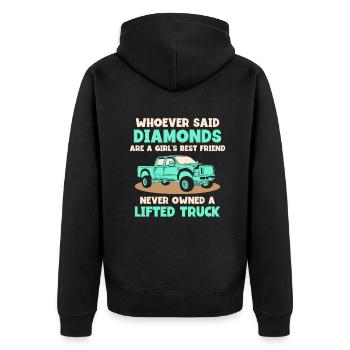 are a girls best friend never owned a lifted truck - Unisex Premium Bio Zip Hoodie - Schwarz - Hinten - Nico (187cm)
