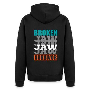 Broken Jaw Survivor - Unisex Premium Bio Zip Hoodie - Schwarz - Hinten - Nico (187cm)