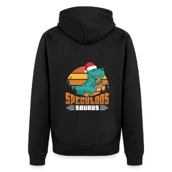 Speculoos Saurus - Unisex Premium Bio Zip Hoodie - Schwarz - Hinten - Nico (187cm)