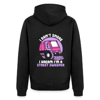 I don't snore I dream I'm a street sweeper - Unisex Premium Bio Zip Hoodie - Schwarz - Hinten - Nico (187cm)