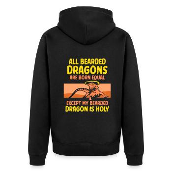All Bearded Dragons are born equal - Unisex Premium Bio Zip Hoodie - Schwarz - Hinten - Nico (187cm)