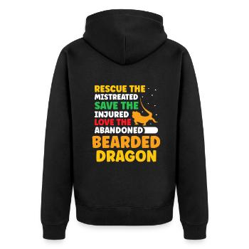 save the injured love the abandoned Bearded Dragon - Unisex Premium Bio Zip Hoodie - Schwarz - Hinten - Nico (187cm)