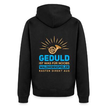 Waldhorn Waldhornspieler Hornist - Unisex Premium Bio Zip Hoodie - Schwarz - Hinten - Nico (187cm)