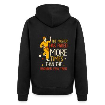The master has failed more times Karate - Unisex Premium Bio Zip Hoodie - Schwarz - Hinten - Nico (187cm)