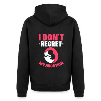 i dont regret my abortion - Unisex Premium Bio Zip Hoodie - Schwarz - Hinten - Nico (187cm)