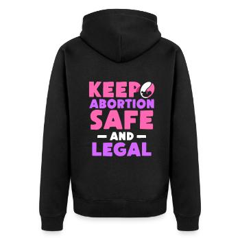 keep abortion safe and legal - Unisex Premium Bio Zip Hoodie - Schwarz - Hinten - Nico (187cm)