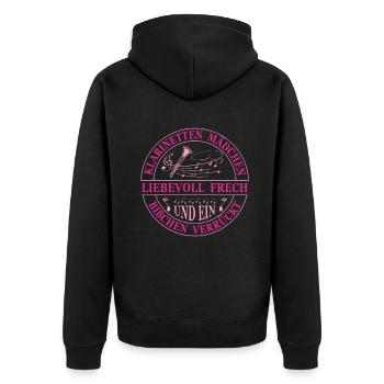 Klarinette Klarinettenspieler Klarinettist - Unisex Premium Bio Zip Hoodie - Schwarz - Hinten - Nico (187cm)