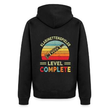 Klarinette Klarinettenspieler Klarinettist - Unisex Premium Bio Zip Hoodie - Schwarz - Hinten - Nico (187cm)
