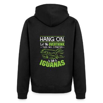 No, I prefer to talk to Iguanas - Unisex Premium Bio Zip Hoodie - Schwarz - Hinten - Nico (187cm)