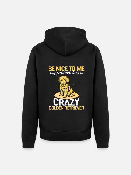 crazy Golden retriever - Unisex Premium Bio Zip Hoodie - Schwarz