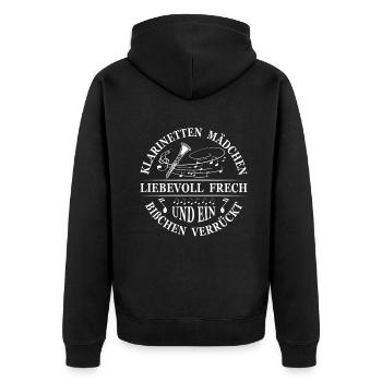 Klarinette Klarinettenspieler Klarinettist - Unisex Premium Bio Zip Hoodie - Schwarz - Hinten - Nico (187cm)