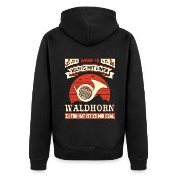 Waldhorn Waldhornspieler Hornist - Unisex Premium Bio Zip Hoodie - Schwarz - Hinten - Nico (187cm)
