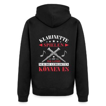 Klarinette Klarinettenspieler Klarinettist - Unisex Premium Bio Zip Hoodie - Schwarz - Hinten - Nico (187cm)