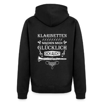 Klarinette Klarinettenspieler Klarinettist - Unisex Premium Bio Zip Hoodie - Schwarz - Hinten - Nico (187cm)