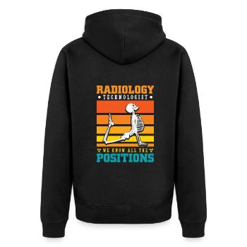 Radiology Technologist We know all the positions - Unisex Premium Bio Zip Hoodie - Schwarz - Hinten - Nico (187cm)