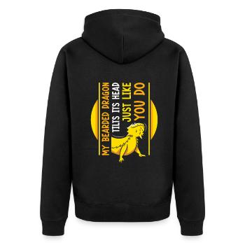 my Bearded Dragon tilts its head just like you do - Unisex Premium Bio Zip Hoodie - Schwarz - Hinten - Nico (187cm)