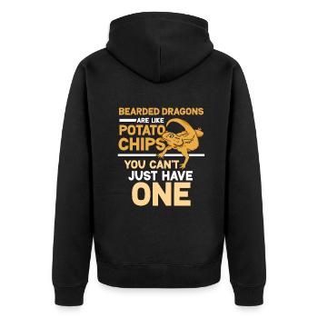 Bearded Dragons are like potato chips - Unisex Premium Bio Zip Hoodie - Schwarz - Hinten - Nico (187cm)