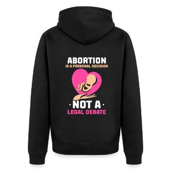 Abortion is a personal decision - Unisex Premium Bio Zip Hoodie - Schwarz - Hinten - Nico (187cm)