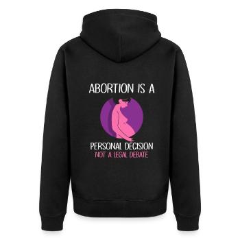 Abortion is a personal decision - Unisex Premium Bio Zip Hoodie - Schwarz - Hinten - Nico (187cm)