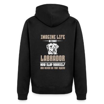 Imagine Life without Labrador - Unisex Premium Bio Zip Hoodie - Schwarz - Hinten - Nico (187cm)