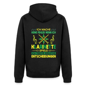 Klarinette Klarinettenspieler Klarinettist - Unisex Premium Bio Zip Hoodie - Schwarz - Hinten - Nico (187cm)