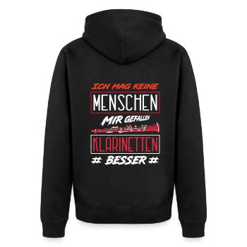 Klarinette Klarinettenspieler Klarinettist - Unisex Premium Bio Zip Hoodie - Schwarz - Hinten - Nico (187cm)