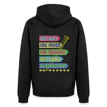 Klarinette Klarinettenspieler Klarinettist - Unisex Premium Bio Zip Hoodie - Schwarz - Hinten - Nico (187cm)