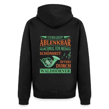 Waldhorn Waldhornspieler Hornist - Unisex Premium Bio Zip Hoodie - Schwarz - Hinten - Nico (187cm)