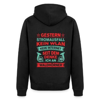 Waldhorn Waldhornspieler Hornist - Unisex Premium Bio Zip Hoodie - Schwarz - Hinten - Nico (187cm)