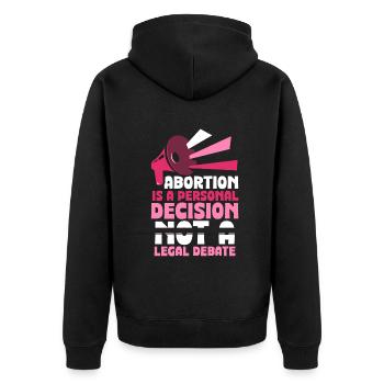 Abortion is a personal decision - Unisex Premium Bio Zip Hoodie - Schwarz - Hinten - Nico (187cm)