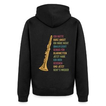 Klarinette Klarinettenspieler Klarinettist - Unisex Premium Bio Zip Hoodie - Schwarz - Hinten - Nico (187cm)