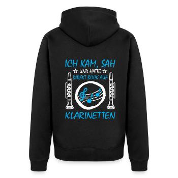 Klarinette Klarinettenspieler Klarinettist - Unisex Premium Bio Zip Hoodie - Schwarz - Hinten - Nico (187cm)