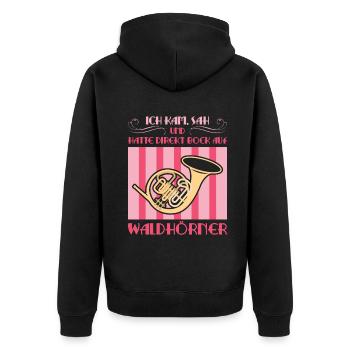 Waldhorn Waldhornspieler Hornist - Unisex Premium Bio Zip Hoodie - Schwarz - Hinten - Nico (187cm)