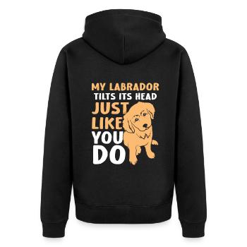 My Labrador Tilts Its Head Just Like You Do - Unisex Premium Bio Zip Hoodie - Schwarz - Hinten - Nico (187cm)