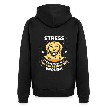 Stress is caused by not Golden retrievers - Unisex Premium Bio Zip Hoodie - Schwarz - Hinten - Nico (187cm)